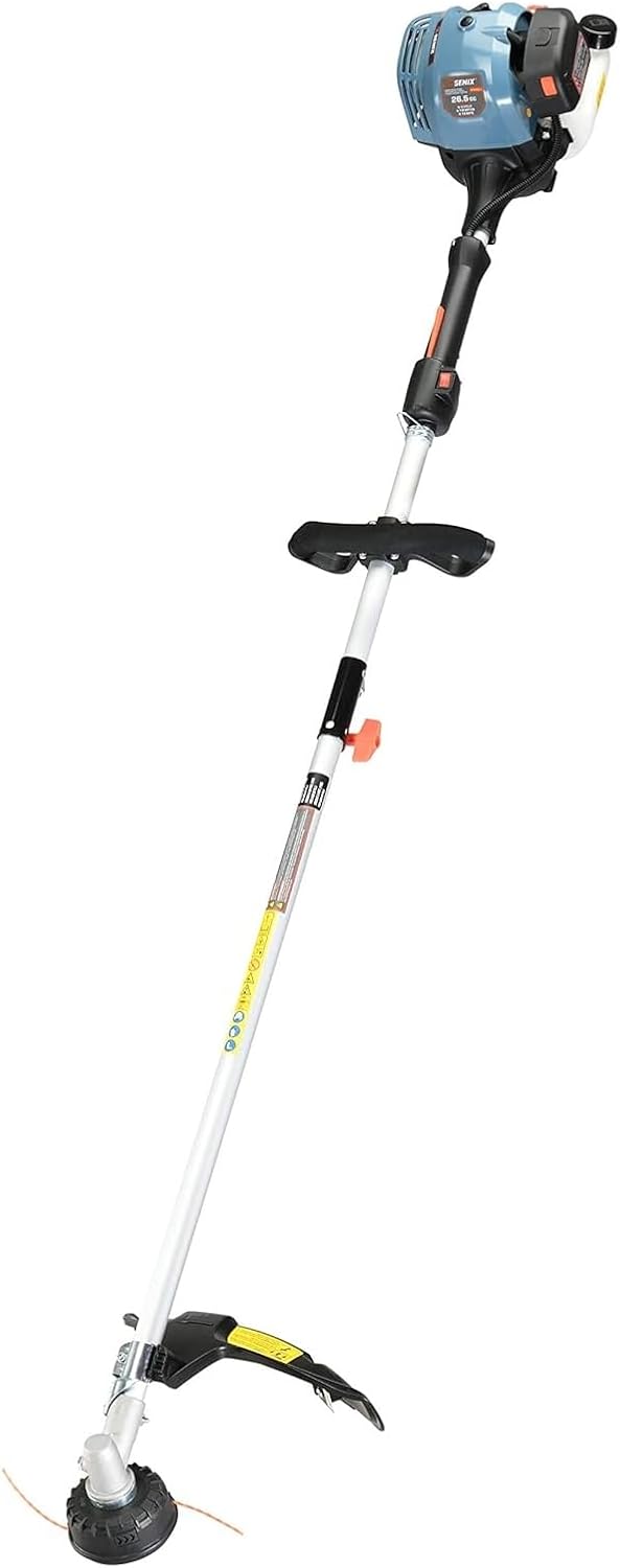 4QL 26.5 Cc Full Crank Gas Weed Wacker, String Trimmer and Edger Lawn Tool with Straight Shaft, Front D-Handle, Bump Feed, 17.7 Inch Cutting Width (GTS4QL-L)