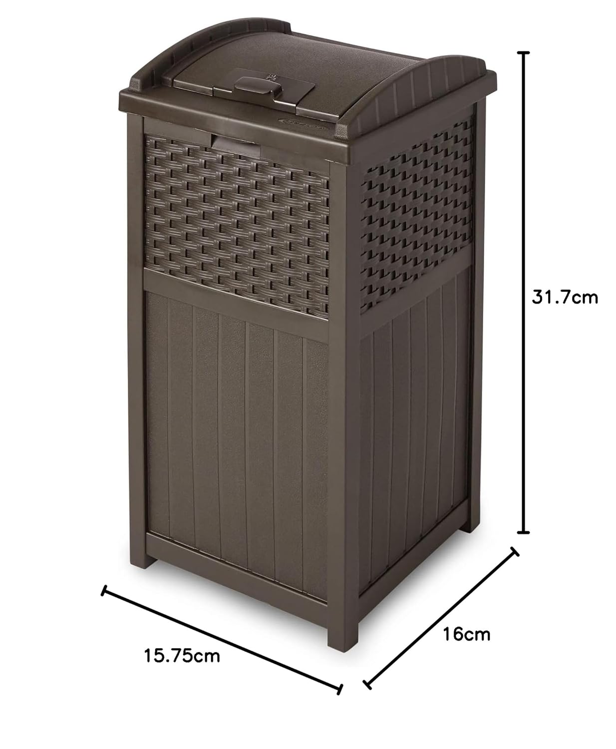 33 Gallon Outdoor Trashcan Hideaway with Lid for 30 to 33 Gallon Trash Bags for Garage, Backyard, or Garden, Brown, Made in the USA