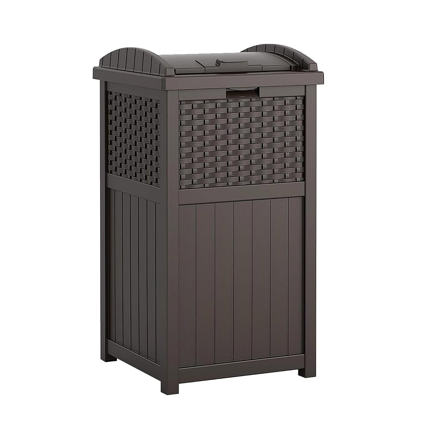 33 Gallon Outdoor Trashcan Hideaway with Lid for 30 to 33 Gallon Trash Bags for Garage, Backyard, or Garden, Brown, Made in the USA