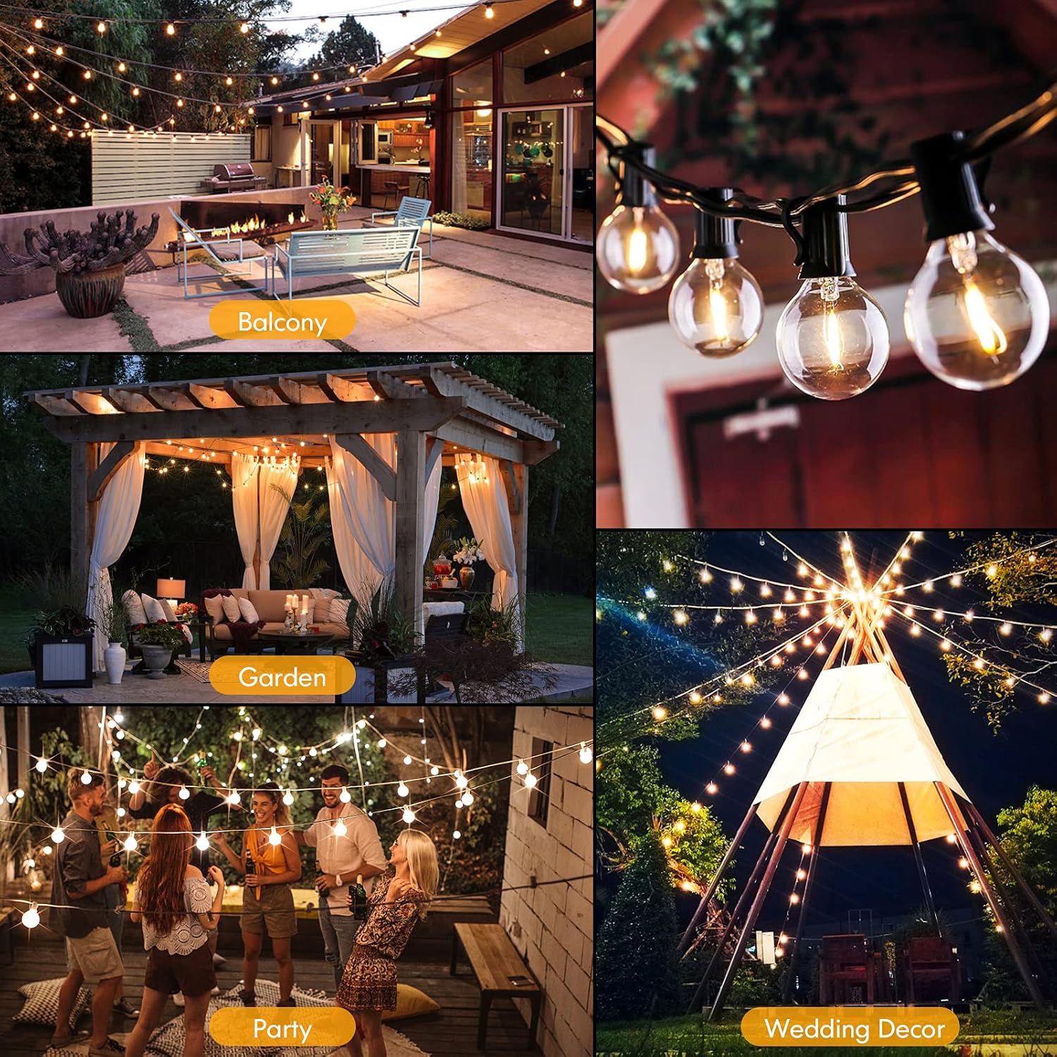 100FT LED Outdoor String Lights Patio Light with 52 Shatterproof G40 Dimmable Globe Bulb, 2-Pack 50FT Waterproof outside Hanging String Light for Christmas Backyard Porch Balcony Gazebo Party
