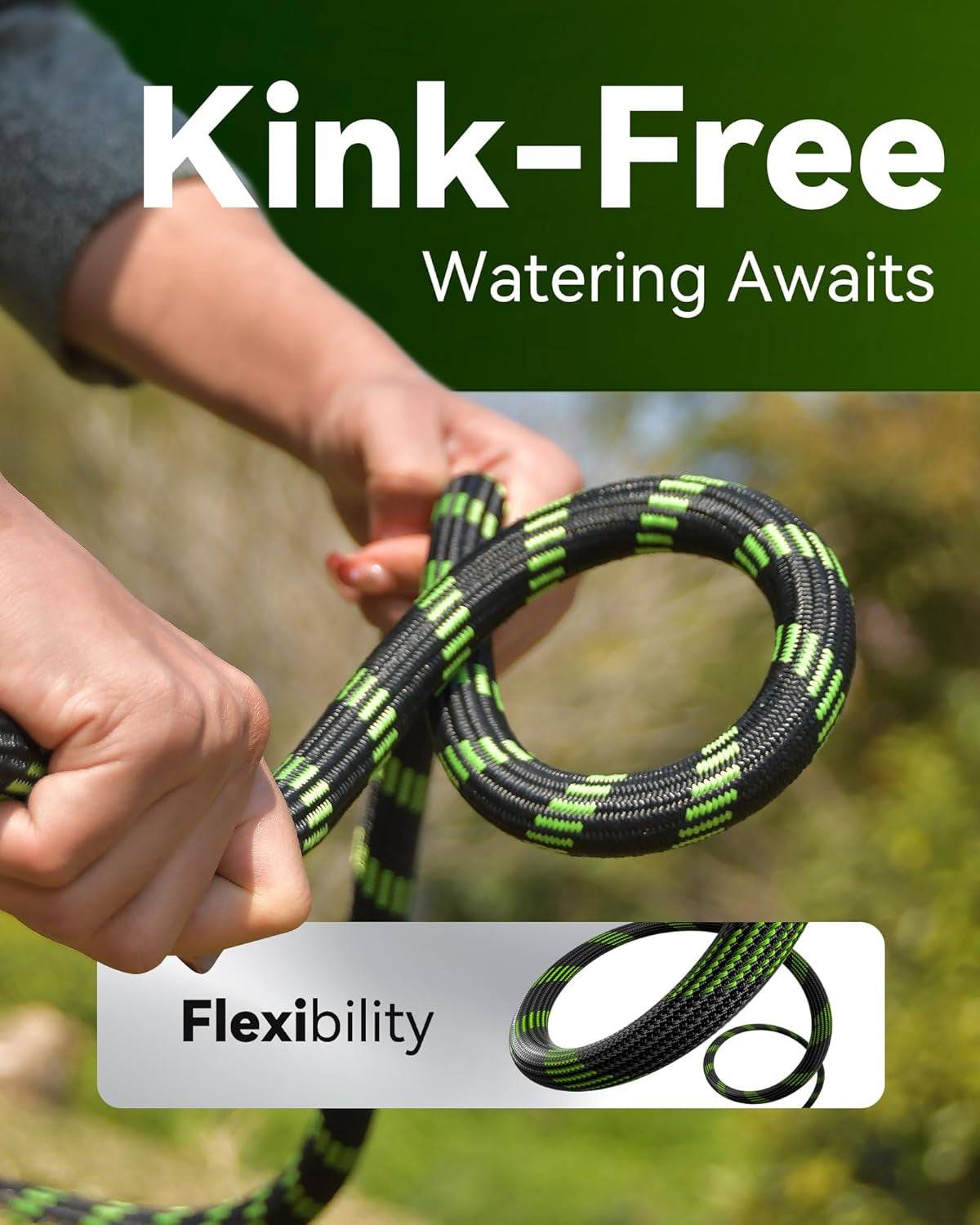 Metal Garden Hoses for Yard 100 Ft - No-Kink 304 Water Hose 100Ft with 10 Mode Nozzle - Brass Connection, Swivel Handle, Flexible Hose,Lightweight, Puncture