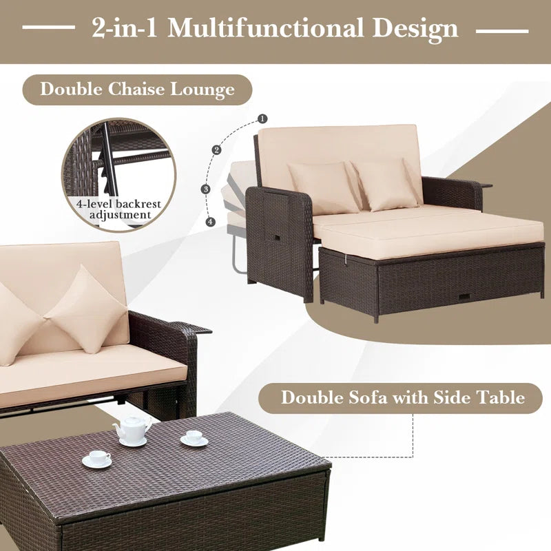Armonee 67'' Polyethylene (PE) Wicker Outdoor Loveseat