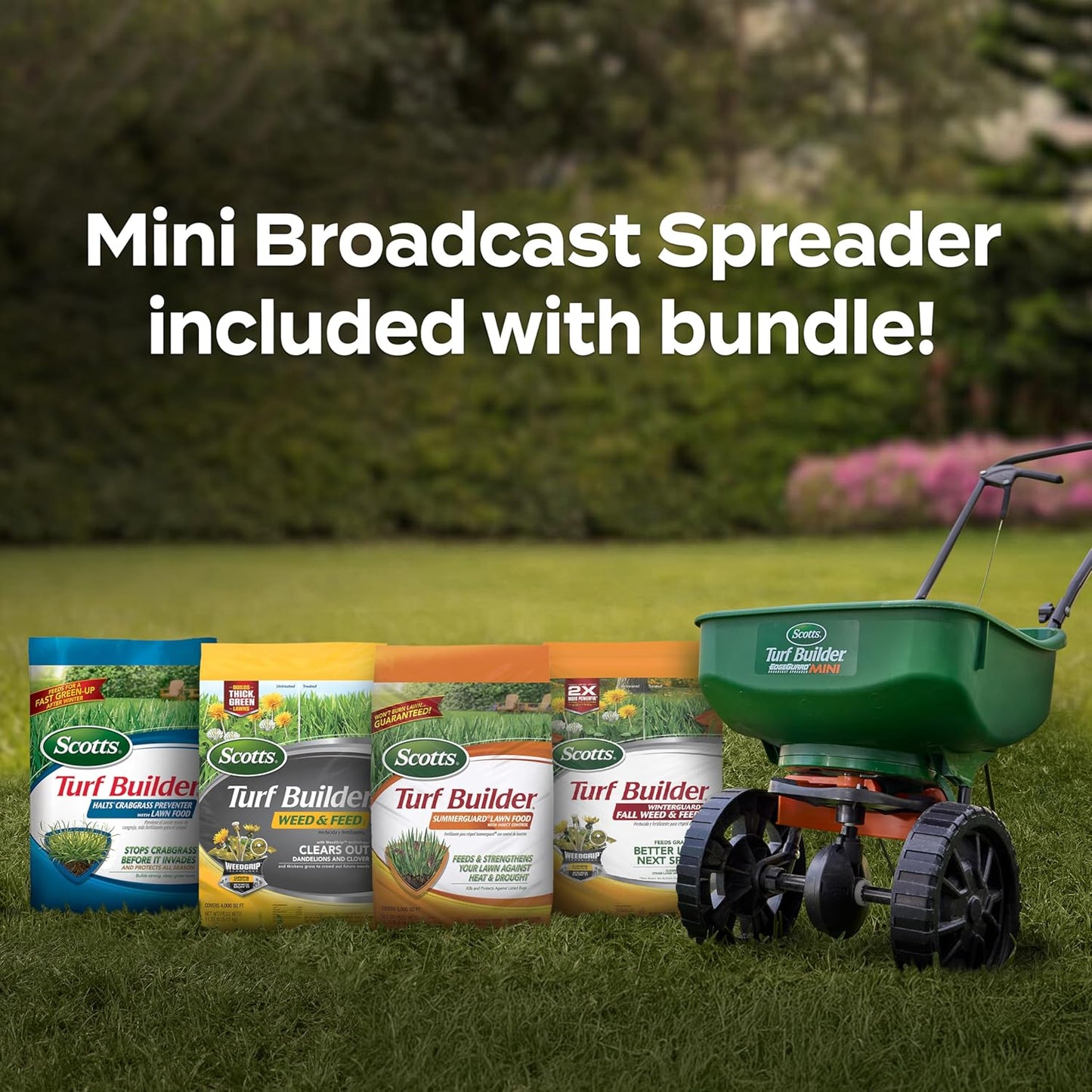 Turf Builder Bundle for Small, Northern Lawns and a Turf Builder Edgeguard Mini Broadcast Spreader for Seamless Application