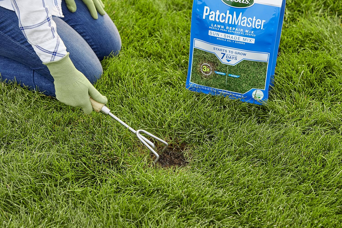 Patchmaster Lawn Repair Mix Sun + Shade Mix, Combination Grass Seed, Fertilizer, and Mulch, 4.75 Lbs.