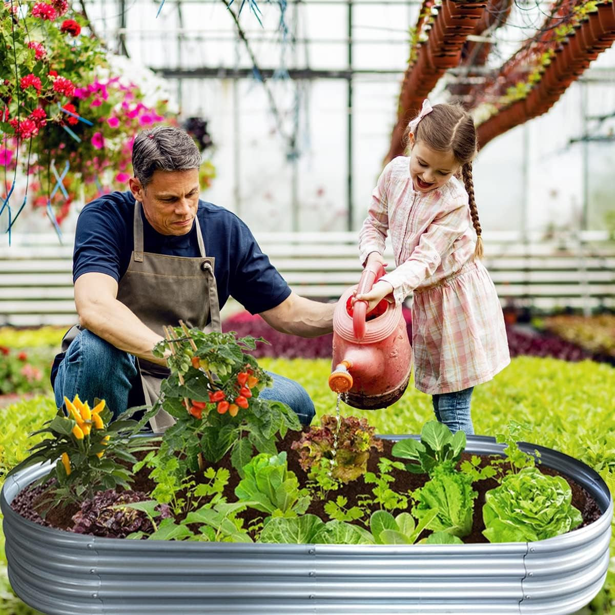 Galvanized Raised Garden Bed, Raised Garden Boxes, 2 Pcs 6×3×1Ft Outdoor Galvanized Planter Box, Garden Stock Tank Outdoor with Metal Plant Stakes, Garden Beds for Vegetables Planting