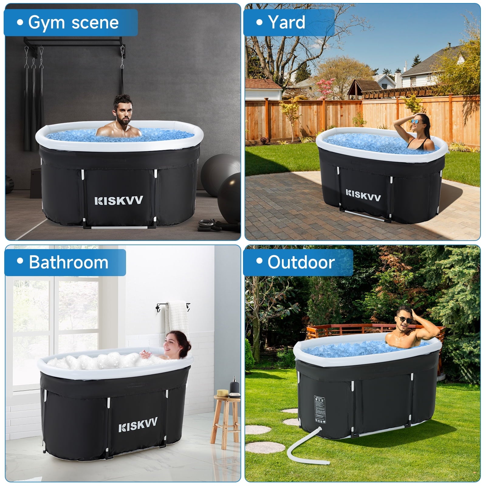 Ice Bath Tub, Folding Portable Inflatable Cold Tub with Lid | Recovery Ice Bath for Athletes & Wellness | Burn Fat, Boost Energy