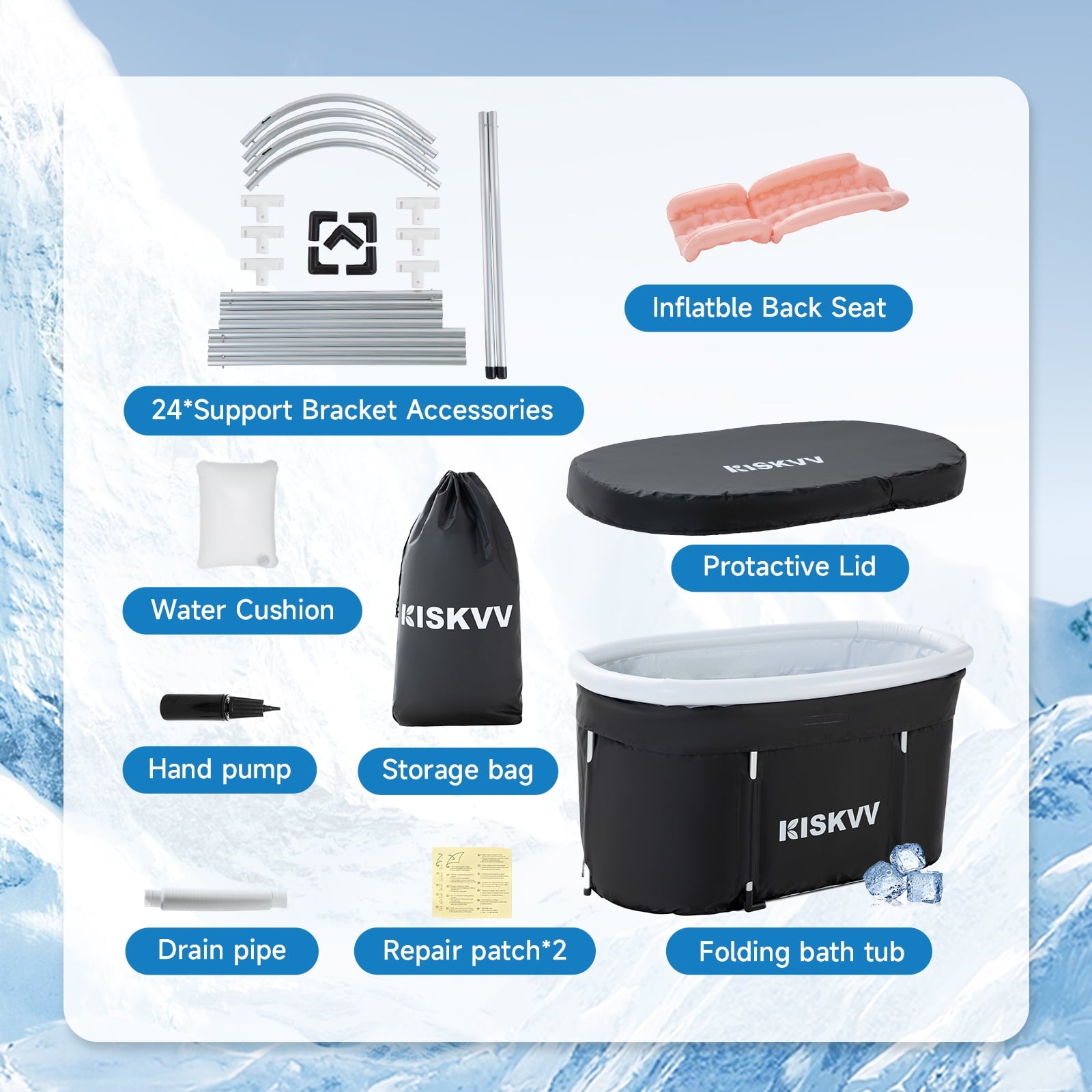 Ice Bath Tub, Folding Portable Inflatable Cold Tub with Lid | Recovery Ice Bath for Athletes & Wellness | Burn Fat, Boost Energy