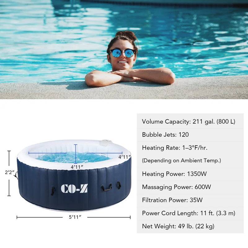 2-4 - Person 120 - Jet Vinyl Inflatable Hot Tub