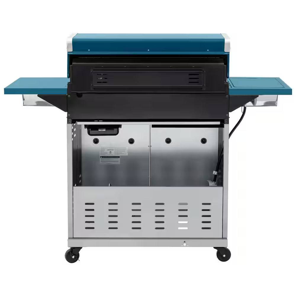 7 Burner Propane Gas Grill in Blue, Sear Burner, Rear Burner and Side Burner