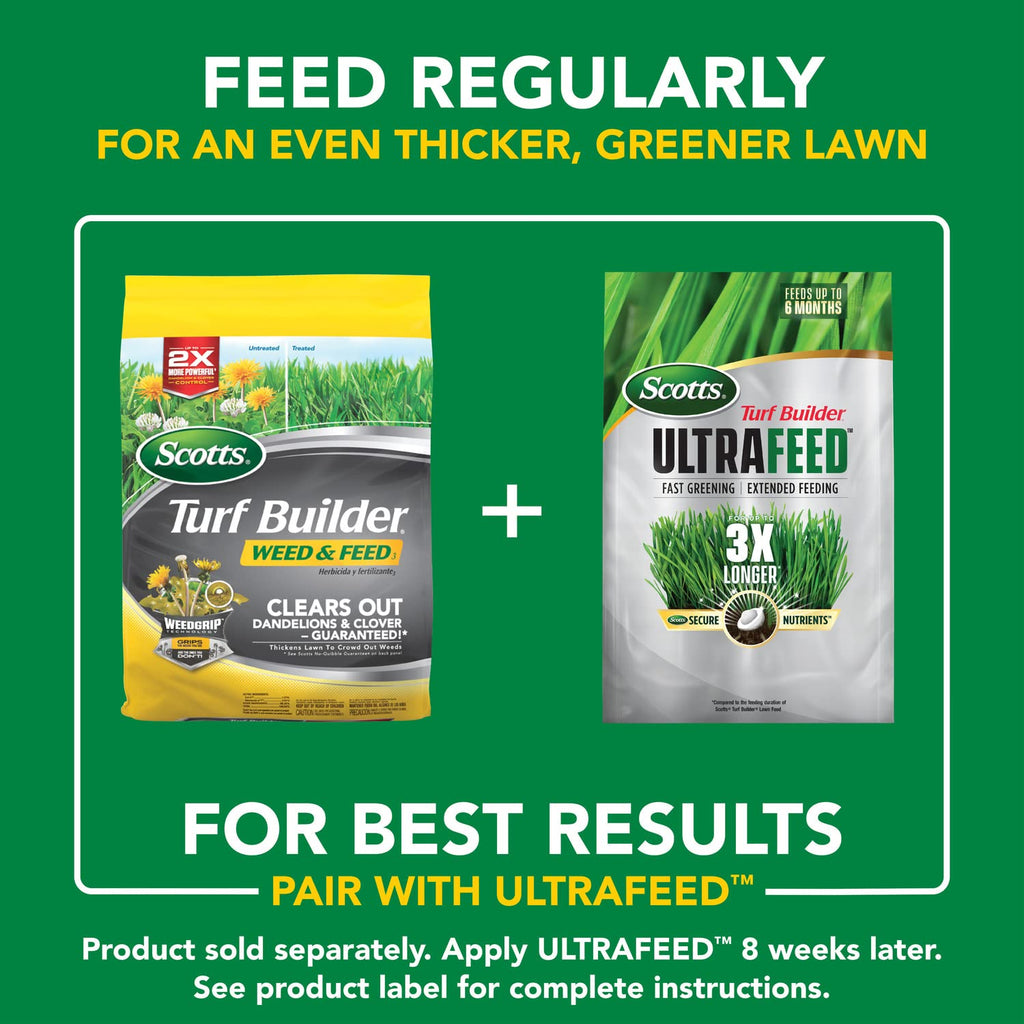 Turf Builder Weed & Feed3, Weed Killer plus Lawn Fertilizer, Controls Dandelion and Clover, 5,000 Sq. Ft., 14.29 Lbs.