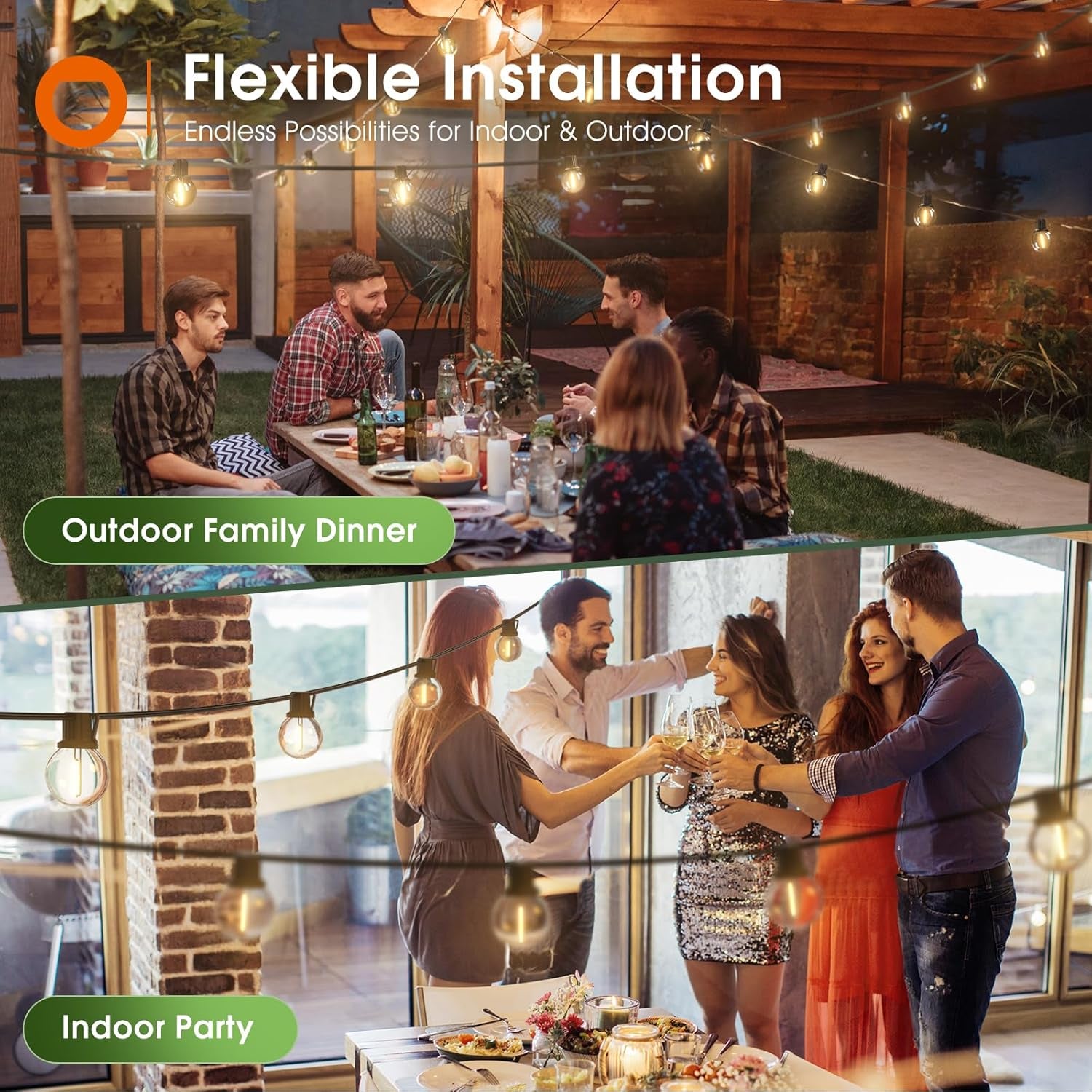 100FT Solar String Lights Outdoor with Remote, 54 LED Shatterproof Bulbs, Dimmable & Timable, 3 Light Modes, G40 Waterproof Solar String Lights for outside Backyard Party Decor