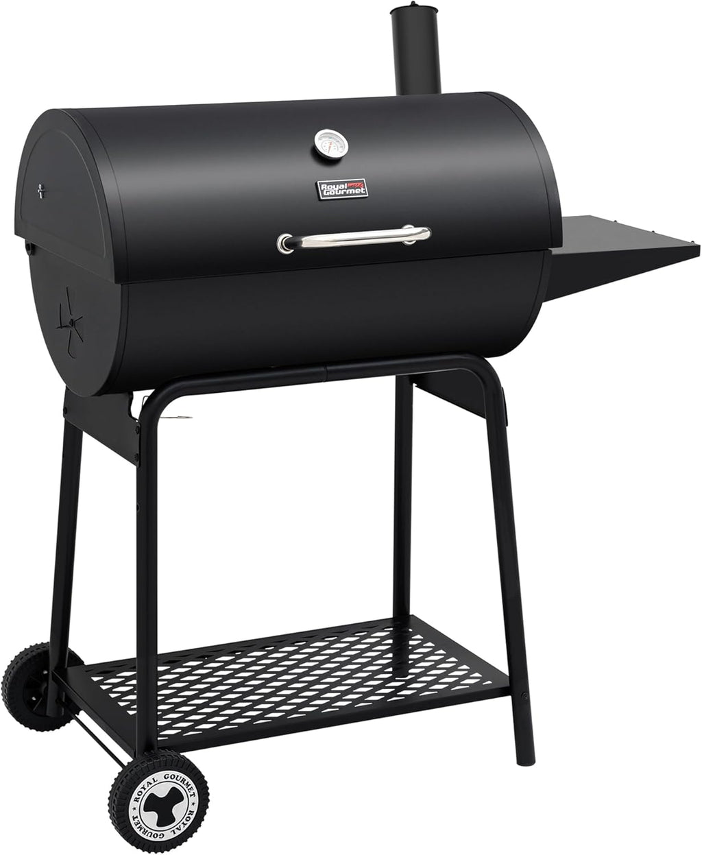 30 Inch Barrel Charcoal Grill with Side Table, Outdoor 