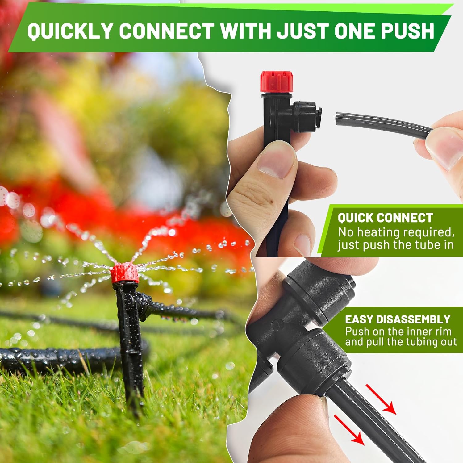 240FT Drip Irrigation System, 2025 Quick Connector Irrigation System for Garden, Adjustable Nozzles, Garden Watering System with 1/4" & 1/2" Tubing, Sprinklers for Garden, Vegetable, Greenhouse, Lawn