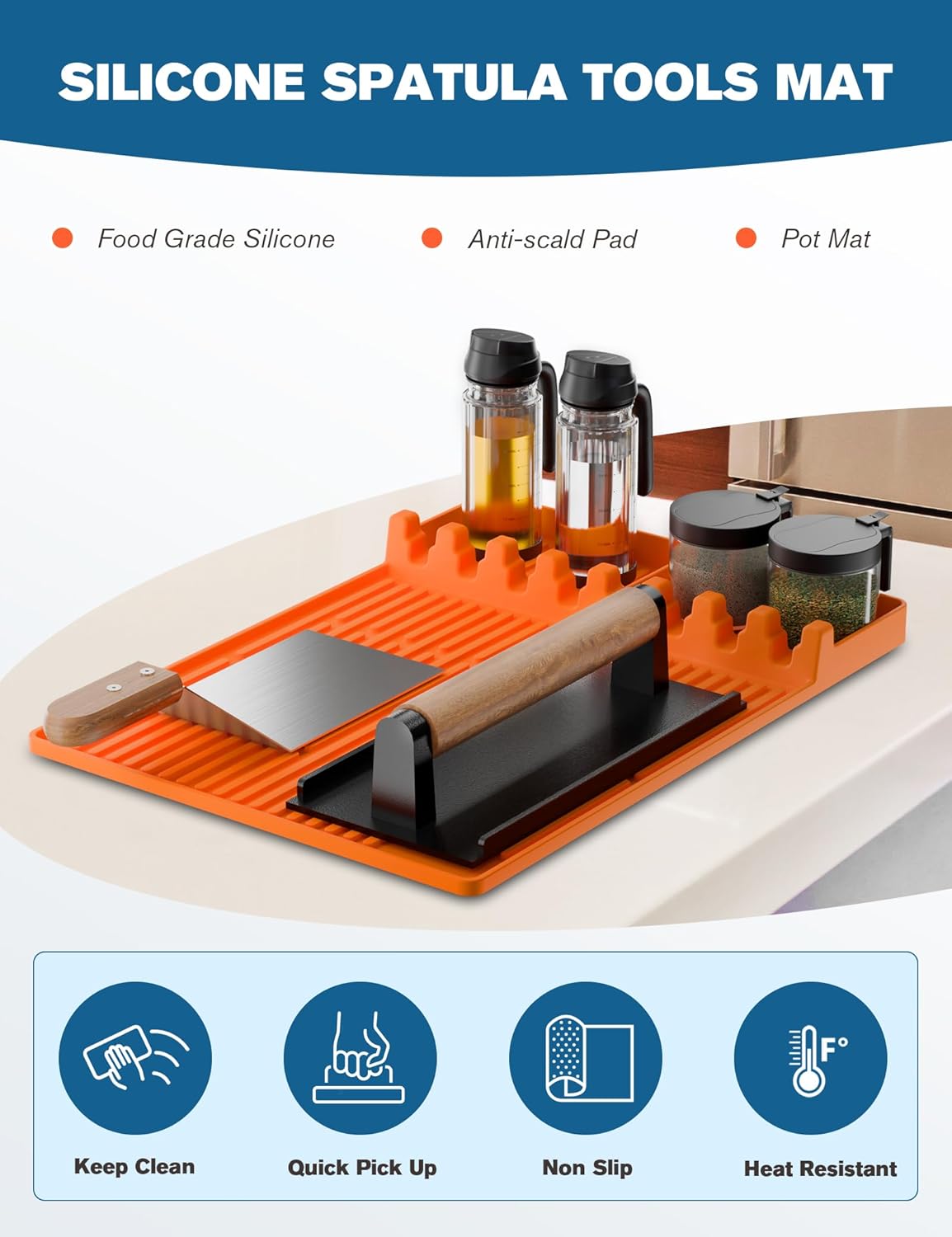 Silicone Griddle Tools Mat for Blackstone, Heat Resistant Spatula Mat