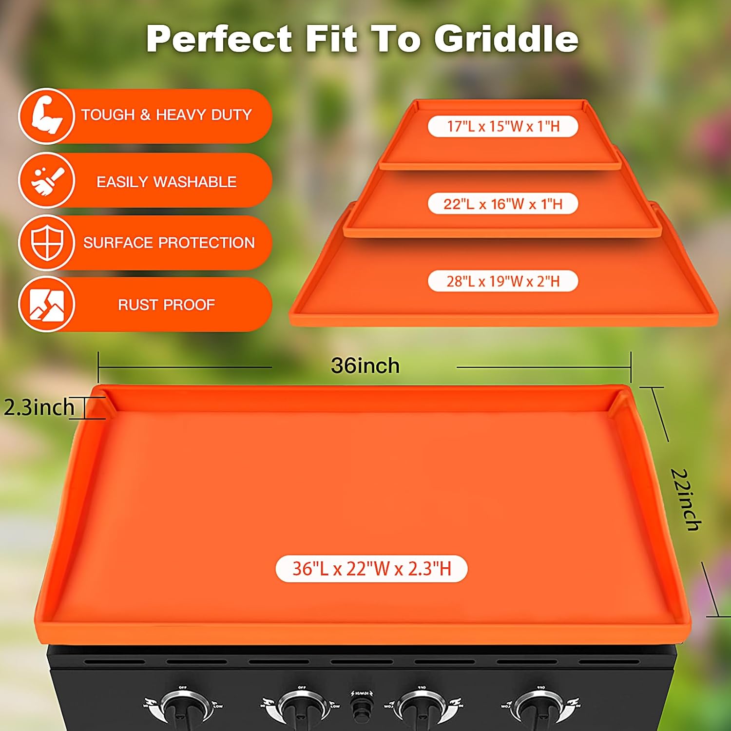 36 Inch Silicone Griddle Cover for Blackstone, Full-Wrap 36" Griddle Mat Protective Grill for Blackstone Protector Accessories Kit, Protect from Rust, Rodents, Insects, Debris