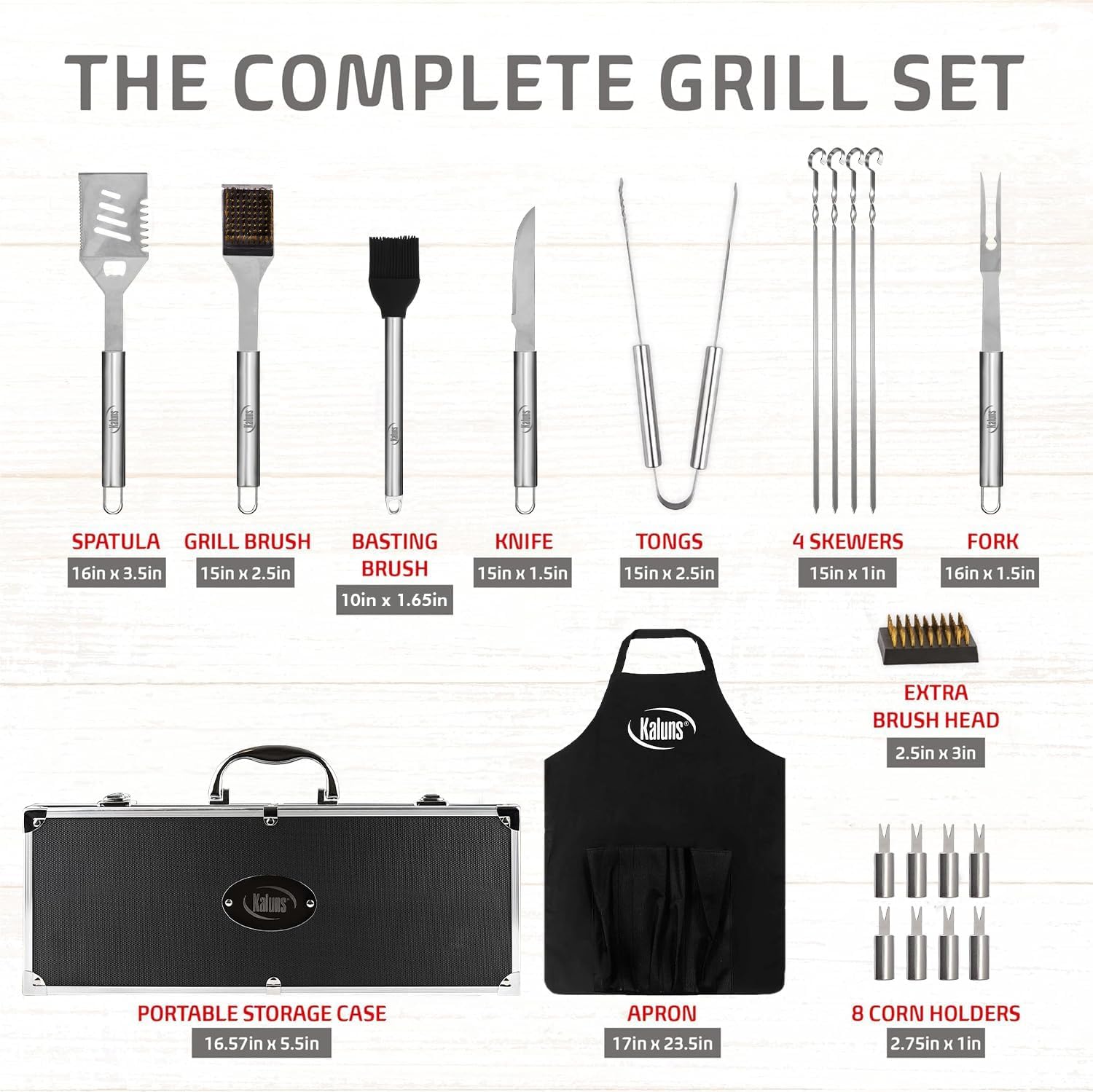 Grilling Accessories, Dad Gifts for Fathers Day Grilling Gifts, Heavy Duty Stainless Steel BBQ Grill Tools Set for Outdoor Grill with Aluminum Case and Apron, Dad Birthday Gifts for Men Husband