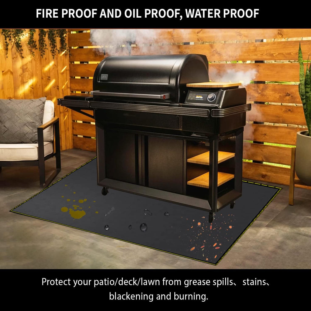 40X60 Inch under Grill Mat for Outdoor Grill Deck Patio Protector Extra Large Silicone Fireproof Waterproof Oil-Proof Fire Pit Matt