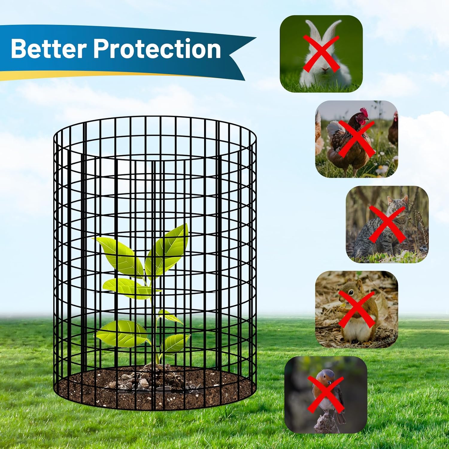 10 Pack Plant Protectors from Animals, 12" H X 16" D Plant Covers from Animals, Plant Protector with Ties and Ground Stakes, Garden Cloches for Plants, Chicken, Poultry, Vegetables