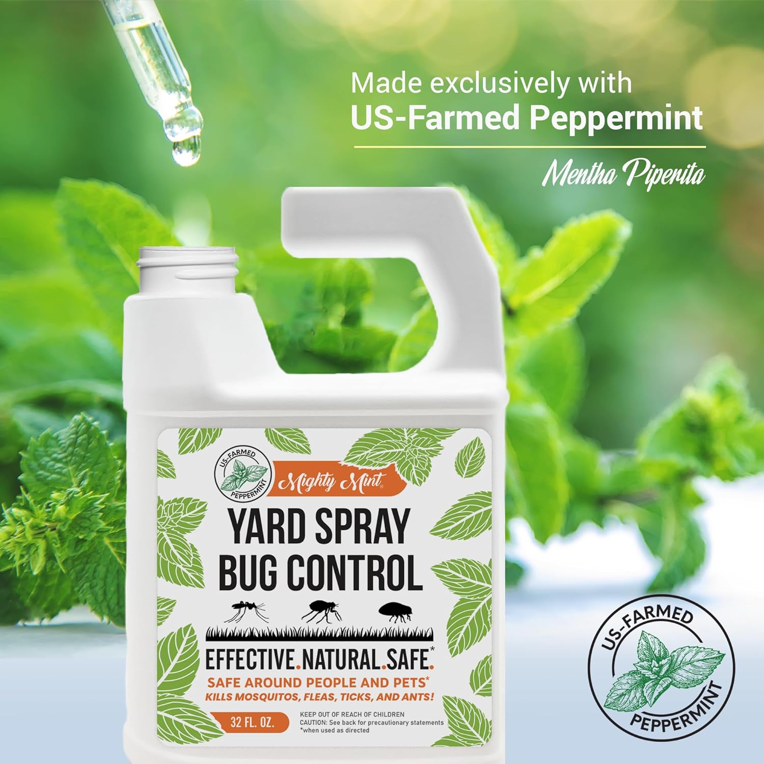 32Oz Peppermint Bug Control Natural Lawn Yard Spray for Fleas, Ticks, Mosquitos, Ants, and Other Insects