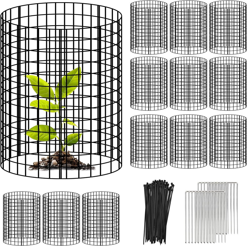 10 Pack Plant Protectors from Animals, 12" H X 16" D Plant Covers from Animals, Plant Protector with Ties and Ground Stakes, Garden Cloches for Plants, Chicken, Poultry, Vegetables