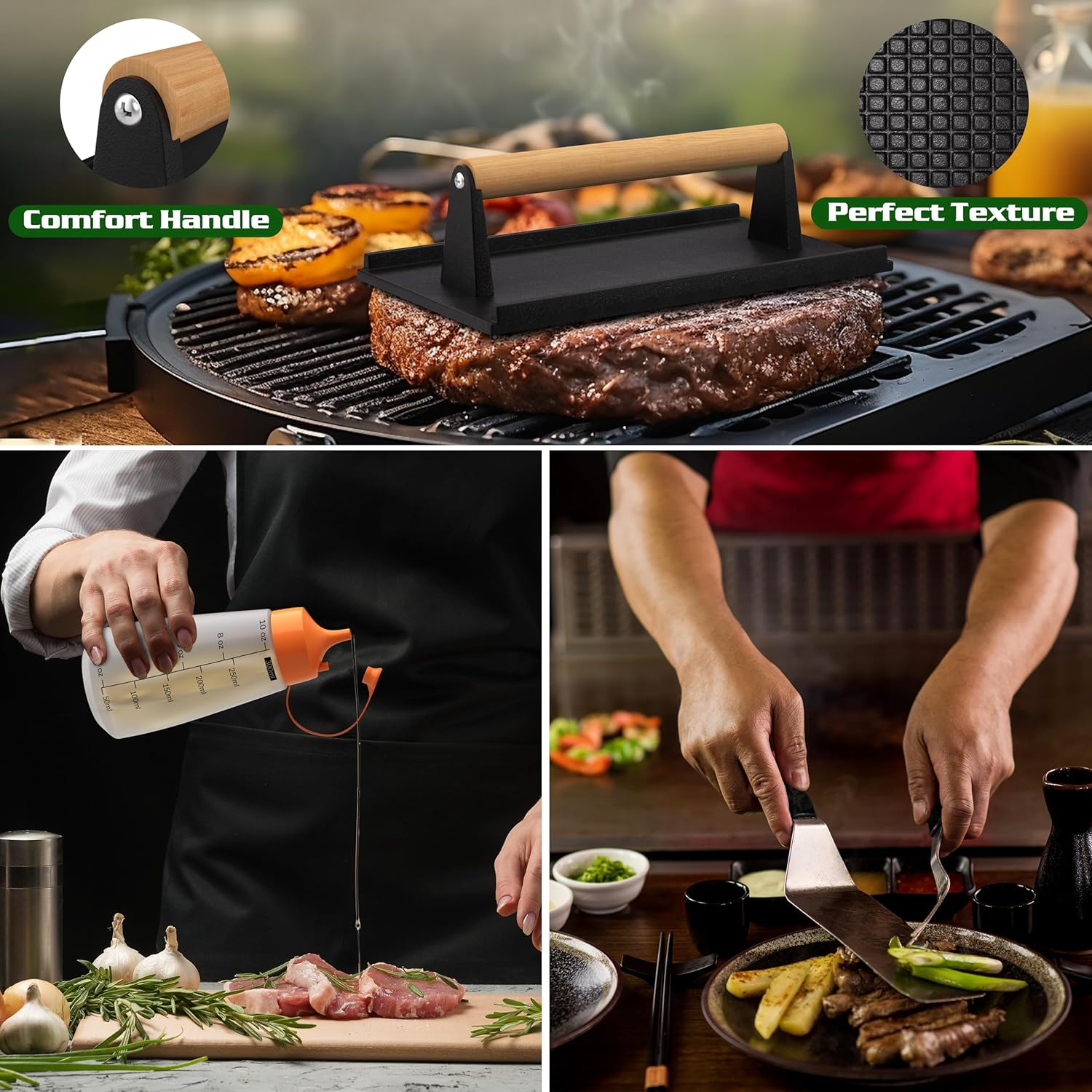 120 Pcs Griddle Accessories Kit, Griddle Accessories for Blackstone - Perfect Flat Top Grilling Accessories, Professional round Melting Dome with Cast Iron Smash Burger Press for Barbecue.