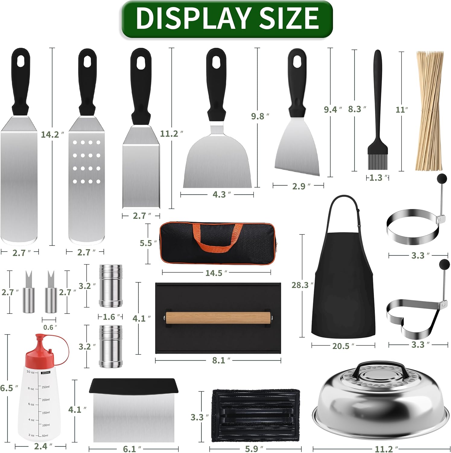 120 Pcs Griddle Accessories Kit, Griddle Accessories for Blackstone - Perfect Flat Top Grilling Accessories, Professional round Melting Dome with Cast Iron Smash Burger Press for Barbecue.