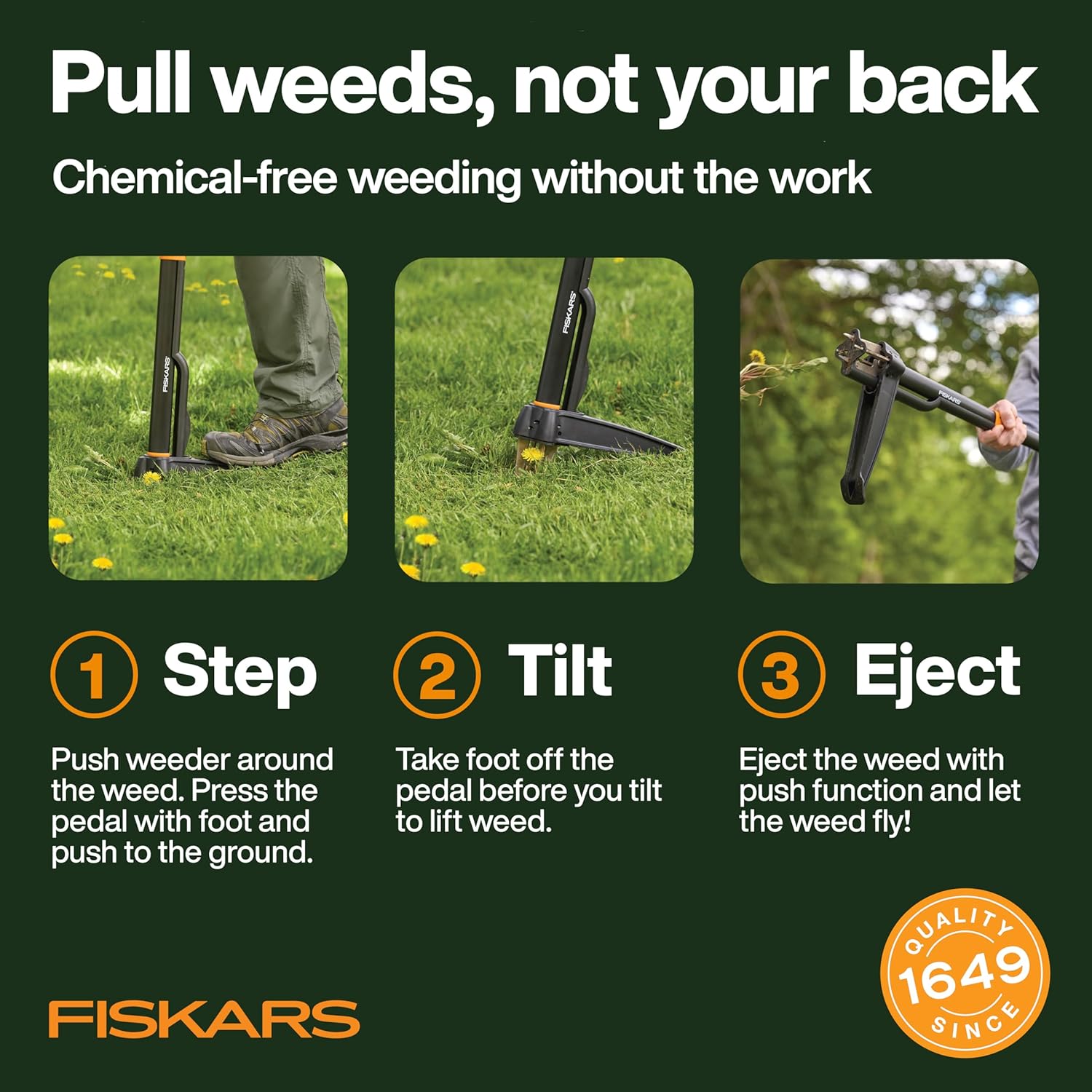 4-Claw Stand up Weed Puller Tool, Gardening Hand Weeding Tool with 39" Long Ergonomic Handle with Easy-Eject Mechanism