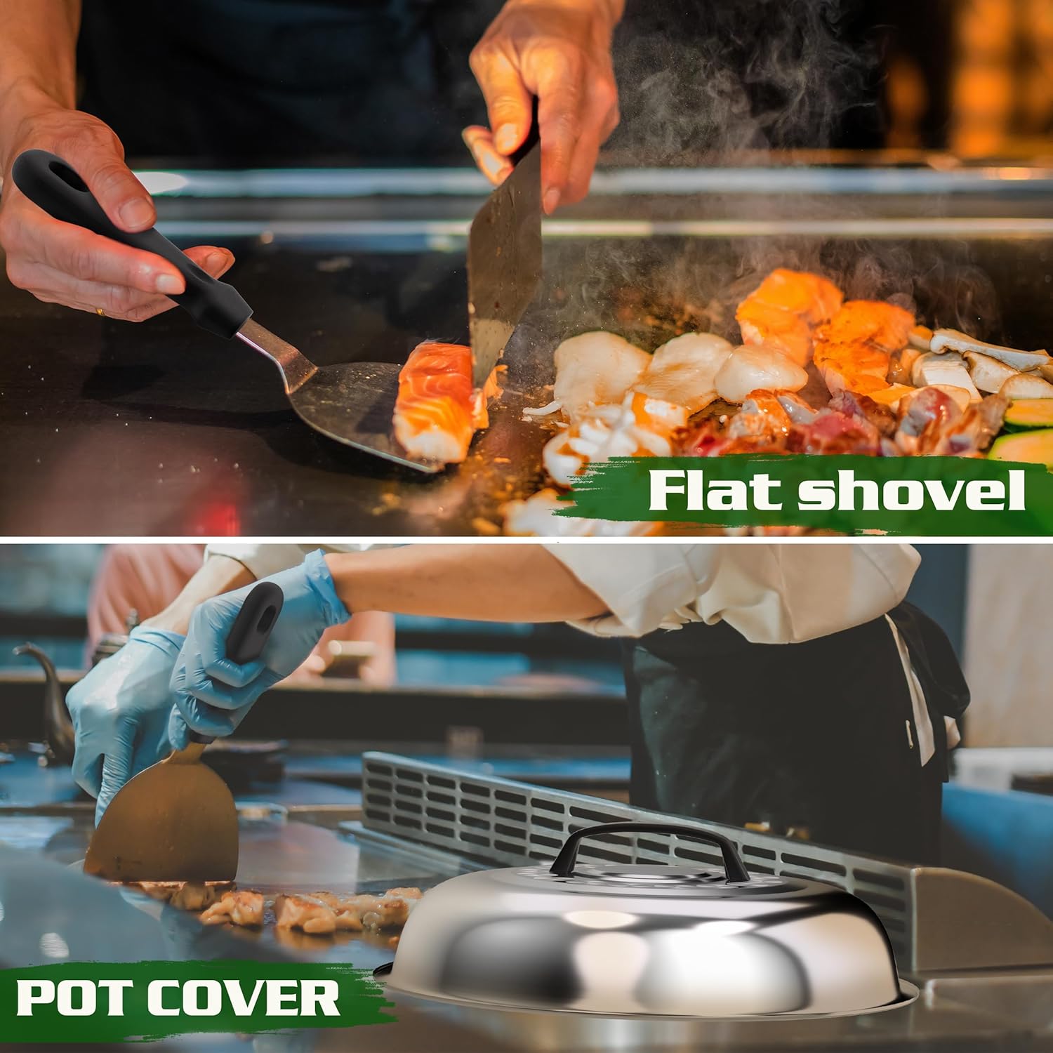 120 Pcs Griddle Accessories Kit, Griddle Accessories for Blackstone - Perfect Flat Top Grilling Accessories, Professional round Melting Dome with Cast Iron Smash Burger Press for Barbecue.