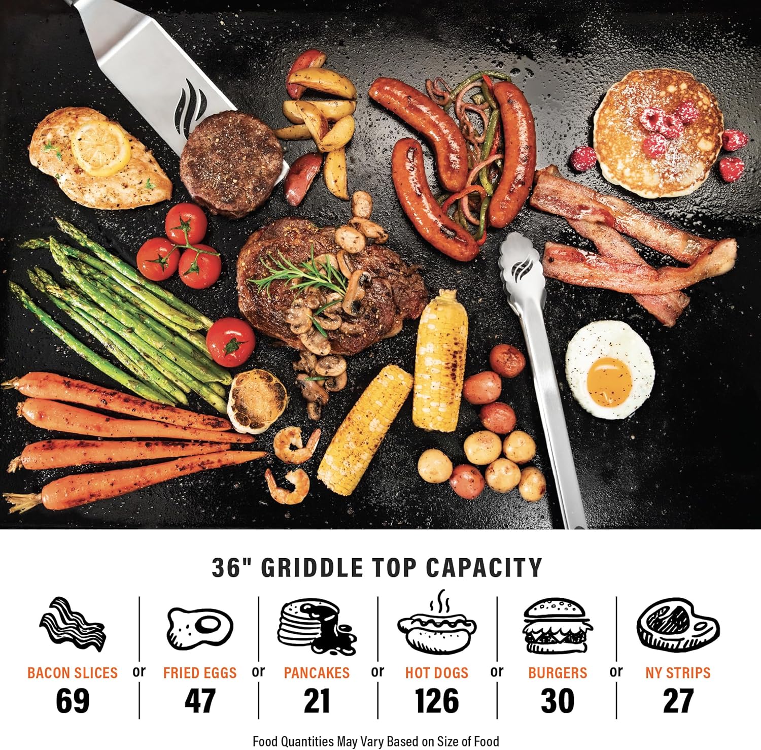 2310 Iron Forged 36” Omnivore Griddle with X-Braced Hood, Powder Coated Steel, Black