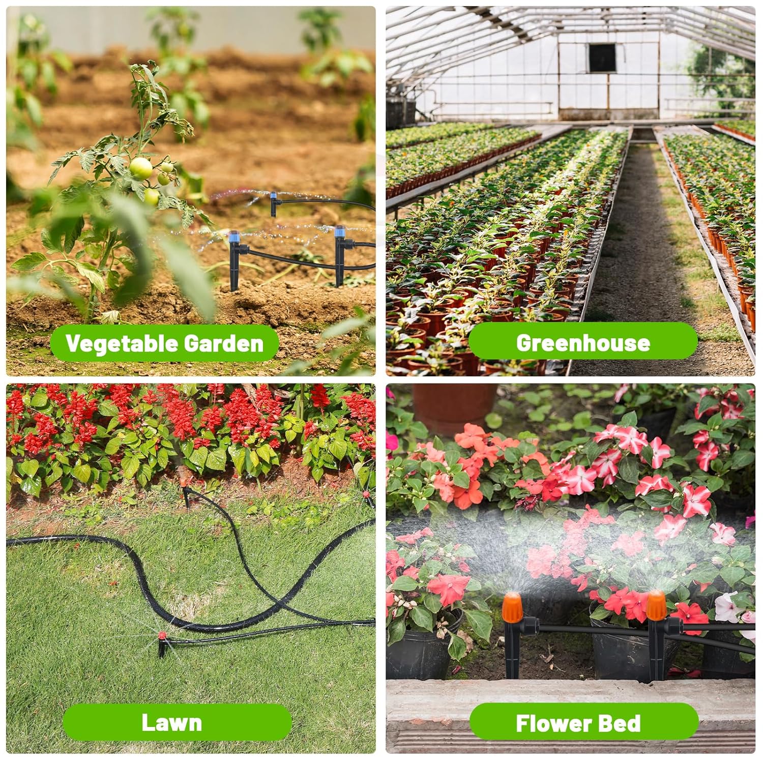 240FT Drip Irrigation System, 2025 Quick Connector Irrigation System for Garden, Adjustable Nozzles, Garden Watering System with 1/4" & 1/2" Tubing, Sprinklers for Garden, Vegetable, Greenhouse, Lawn