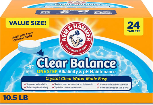 Clear Balance Swimming Pool Alkalinity Ph Maintenance Tablets, White, 1 Pack, 24 Count
