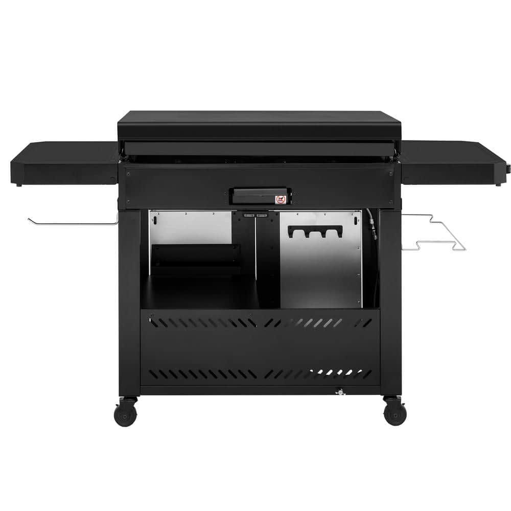 Premium 4-Burner Propane Grille in Gas Griddle in Black with Hood, Collapsible Side Shelves, 733 Sq. In. Cooking Area